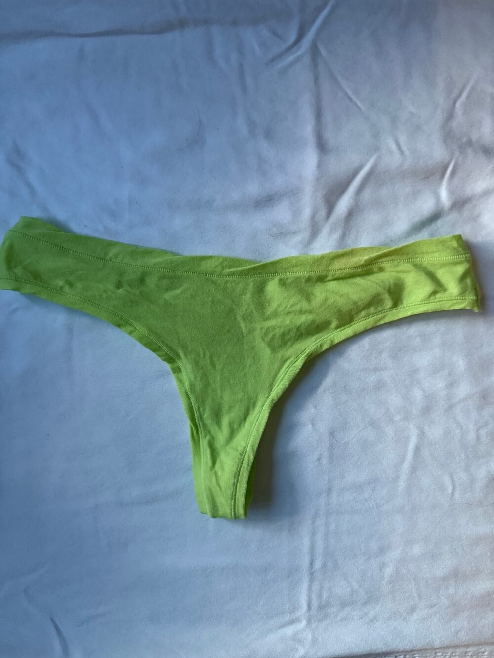 NWOT Mudd Neon Green Cotton Thong Panty One Size Stretch Minimal Coverage